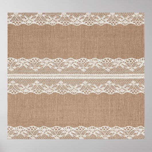 Brawn Burlap Off-White Lace Textur Poster (Vorne)