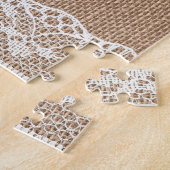 Brawn Burlap Off-White Lace Textur Puzzle (Seite)