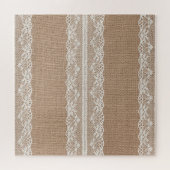 Brawn Burlap Off-White Lace Textur Puzzle (Horizontal)