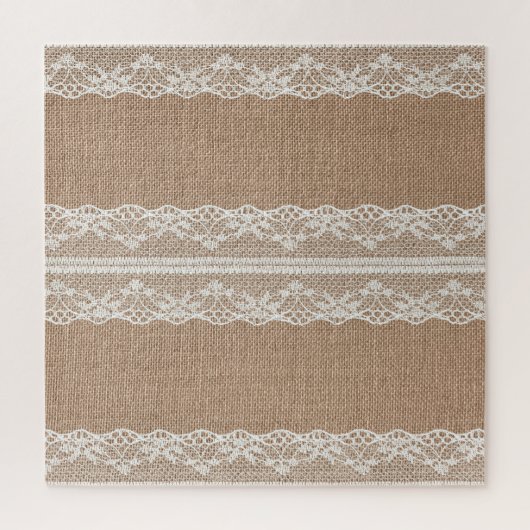 Brawn Burlap Off-White Lace Textur Puzzle (Vertikal)