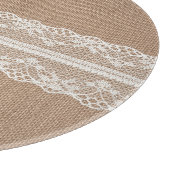 Brawn Burlap Off-White Lace Textur Schneidebrett (Ecke)