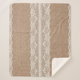 Brawn Burlap Off-White Lace Textur Sherpadecke