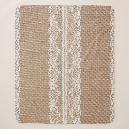 Brawn Burlap Off-White Lace Textur Sherpadecke (Vorderseite)