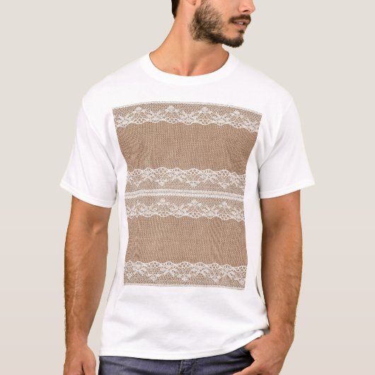 Brawn Burlap Off-White Lace Textur T-Shirt (Vorderseite)