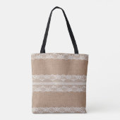 Brawn Burlap Off-White Lace Textur Tasche (Rückseite)