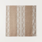 Brawn Burlap Off-White Lace Textur Wandteppich (Vorderseite (Horizontal))
