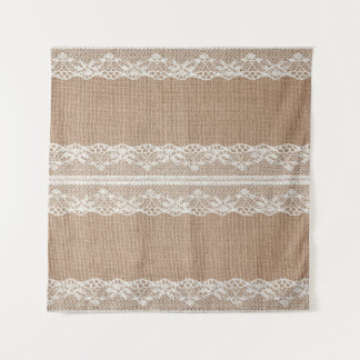 Brawn Burlap Off-White Lace Textur Wandteppich
