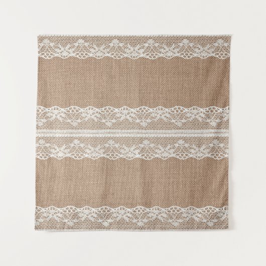 Brawn Burlap Off-White Lace Textur Wandteppich (Vorderseite)