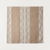 Brawn Burlap Off-White Lace Textur Wandteppich (Vorderseite (Horizontal))
