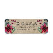 Brawn Burlap Red Poinsettia Holly Berries Label (Vorne)