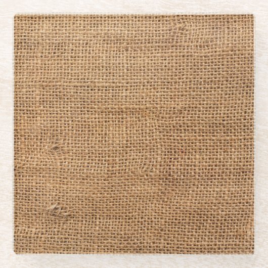 Brawn Burlap Tuch Sack Textur Glasuntersetzer (Vorderseite)
