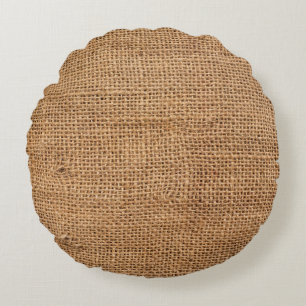 Brawn Burlap Tuch Sack Textur Rundes Kissen