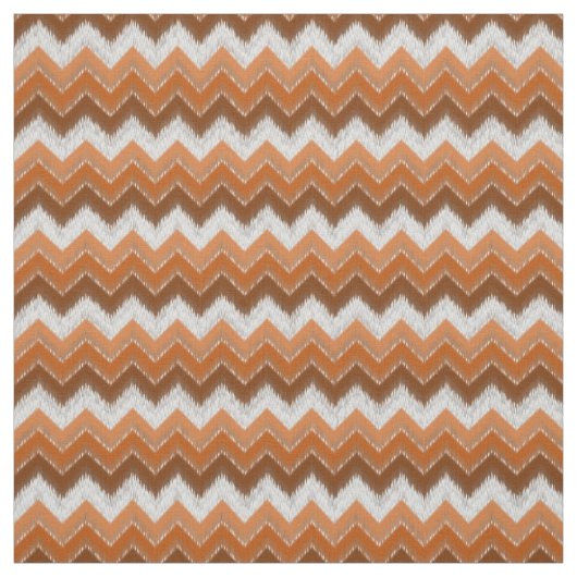 Brawn Burnt Orange White Ikat Zigzag Kunstmuster Stoff (Muster)