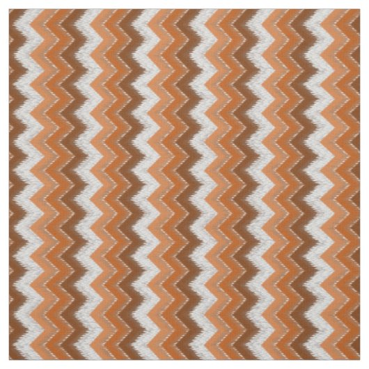 Brawn Burnt Orange White Ikat Zigzag Kunstmuster Stoff (Muster)