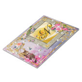 Brawn Cat Blue Butterfly Pink Blume Gold Dekoratio Notizblock (angewinkelt)