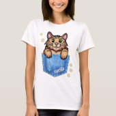 Brawn Cat in Imitate Denim Pocket mit Individuelle T-Shirt (Vorderseite)