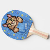 Brawn Cat in Imitate Denim Pocket mit Individuelle Tischtennis Schläger (Seitenansicht)