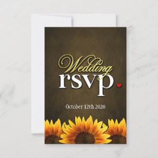 Brawn Chalkboard Sunflower Wedding RSVP Cards Karte