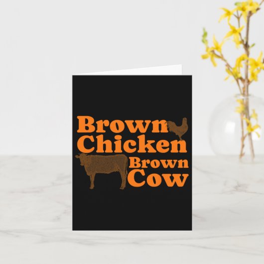 Brawn Chicken Brown Kuh Retro Musik Bow Chicka Wow Karte (Gelbe Blume)