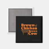 Brawn Chicken Brown Kuh Retro Musik Bow Chicka Wow Magnet (Vorderseite/Rückseite)