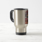 Brawn Colored Square Pattern Reisebecher (Vorderseite Links)