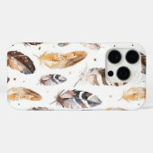 Brawn Cream Tribal Native Feathers Case-Mate iPhone Hülle (Rückseite (Horizontal))