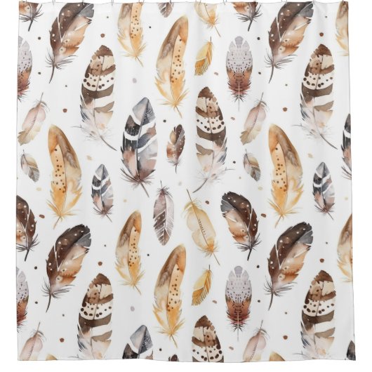Brawn Cream Tribal Native Feathers Duschvorhang (Vorderseite)