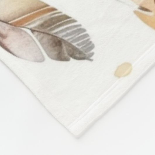 Brawn Cream Tribal Native Feathers Fleecedecke (Ecke)