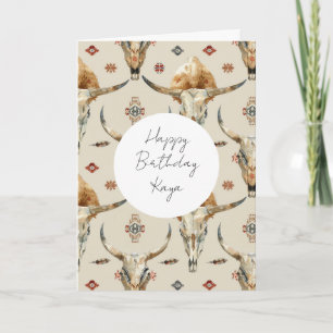 Brawn Cream Tribal Native Feathers Geburtstag Karte