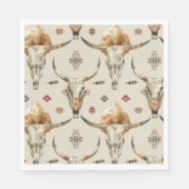 Brawn Cream Tribal Native Feathers Geburtstag Serviette (Vorderseite)