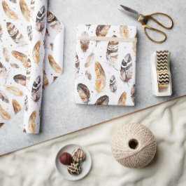 Brawn Cream Tribal Native Feathers Geschenkpapier