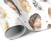 Brawn Cream Tribal Native Feathers Geschenkpapier (Rolleneckpunkt)