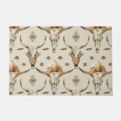 Brawn Cream Tribal Native Feathers Skulls Fußmatte (Vorderseite)