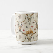 Brawn Cream Tribal Native Feathers Skulls Kaffeetasse (Vorderseite Links)