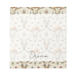Brawn Cream Tribal Native Feathers Skulls Notizblock