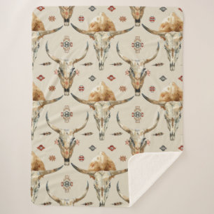 Brawn Cream Tribal Native Feathers Skulls Sherpadecke