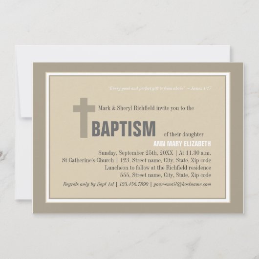 Brawn Cross-Taufe Einladung (Vorderseite)