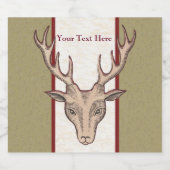 Brawn Deer Head Black Etched Face Big Antlers Bierflaschenetikett (Einzelnes Label)