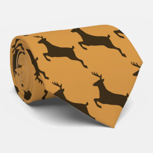 Brawn Deer Leaping auf Tan Necktie Krawatte