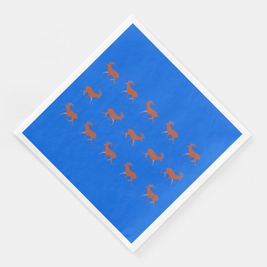 Brawn Deer Walking Festivals Muster Blau Hintergru Serviette (Ecke)