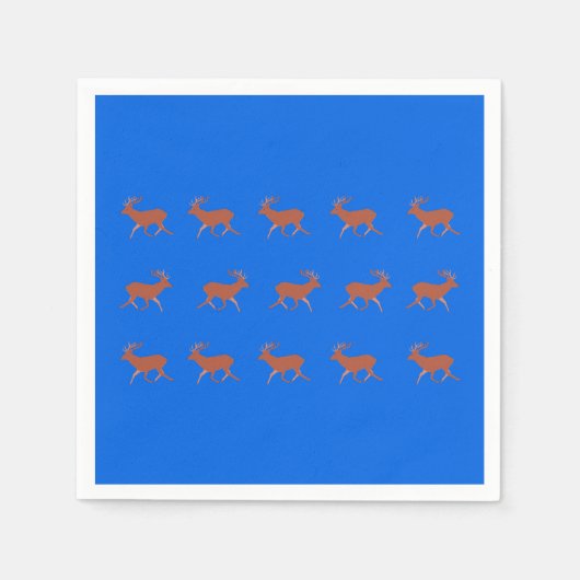 Brawn Deer Walking Festivals Muster Blau Hintergru Serviette (Vorderseite)