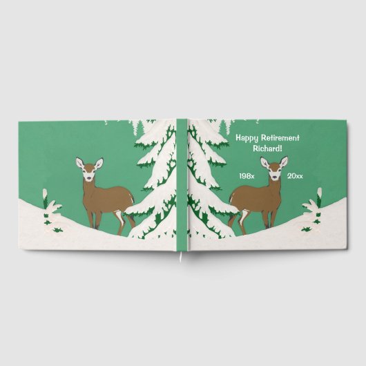 Brawn Doe Deer White Face in Snow Pine Tree Gästebuch (Voll)