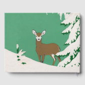 Brawn Doe Deer White Face in Snow Pine Tree Gästebuch (Rückseite)