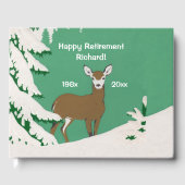 Brawn Doe Deer White Face in Snow Pine Tree Gästebuch (Vorderseite)