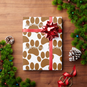 Brawn Dog Paw Print Individuelle Name Geschenkpapier