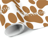 Brawn Dog Paw Print Individuelle Name Geschenkpapier (Rolleneckpunkt)