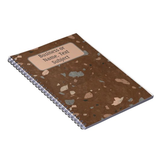 Brawn & Earth Tone Marbella Chips Terrazzo Muster Notizblock (Rechte Seite)