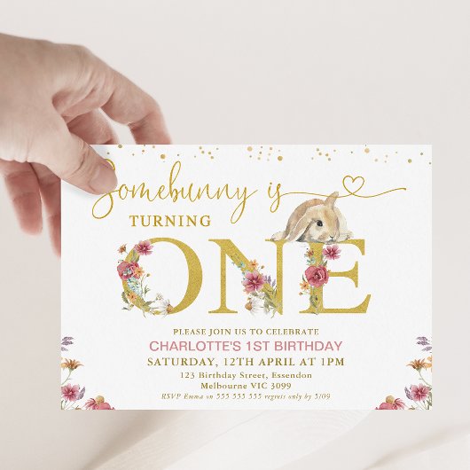 Brawn Einige sonnige Wildblumen 1. Geburtstag Einladung