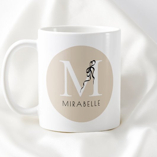 Brawn Elegant Black Bow Chic Initial Niedlich Mono Kaffeetasse