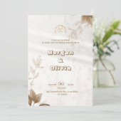 Brawn Elegant Floral Wedding Einladung (Stehend Vorderseite)